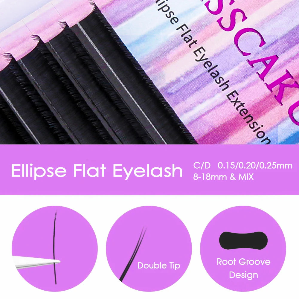 ✨ MASSCAKU Ellipsen-Flachwimpern – Weiche, natürliche Einzelwimpernverlängerung