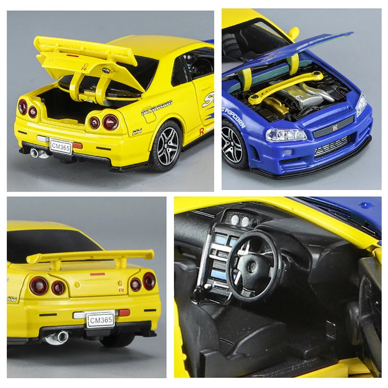GTR R34 SKYLINE Modellauto đïžâš â 1:32 Klassisches Metallauto fĂŒr Kinder und Sammler