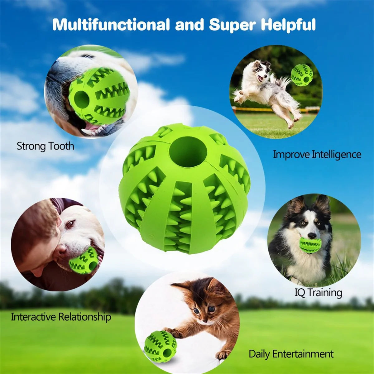 Kauspielzeug für Hunde – Zahnreinigungsspielball aus Naturkautschuk