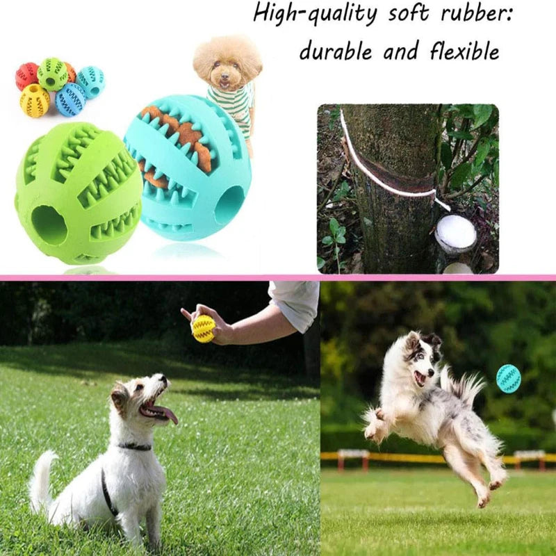 Interaktiver Hundespielzeugball aus Gummi für Zahnpflege und Futteraufnahme