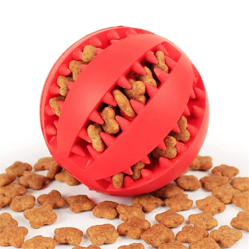 Interaktiver Hundespielzeugball aus Gummi für Zahnpflege und Futteraufnahme