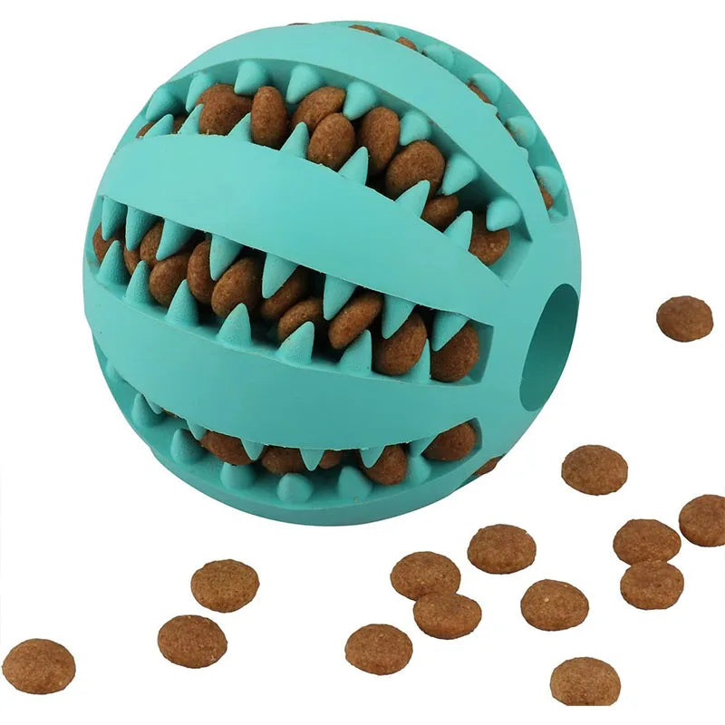 Interaktiver Hundespielzeugball aus Gummi für Zahnpflege und Futteraufnahme