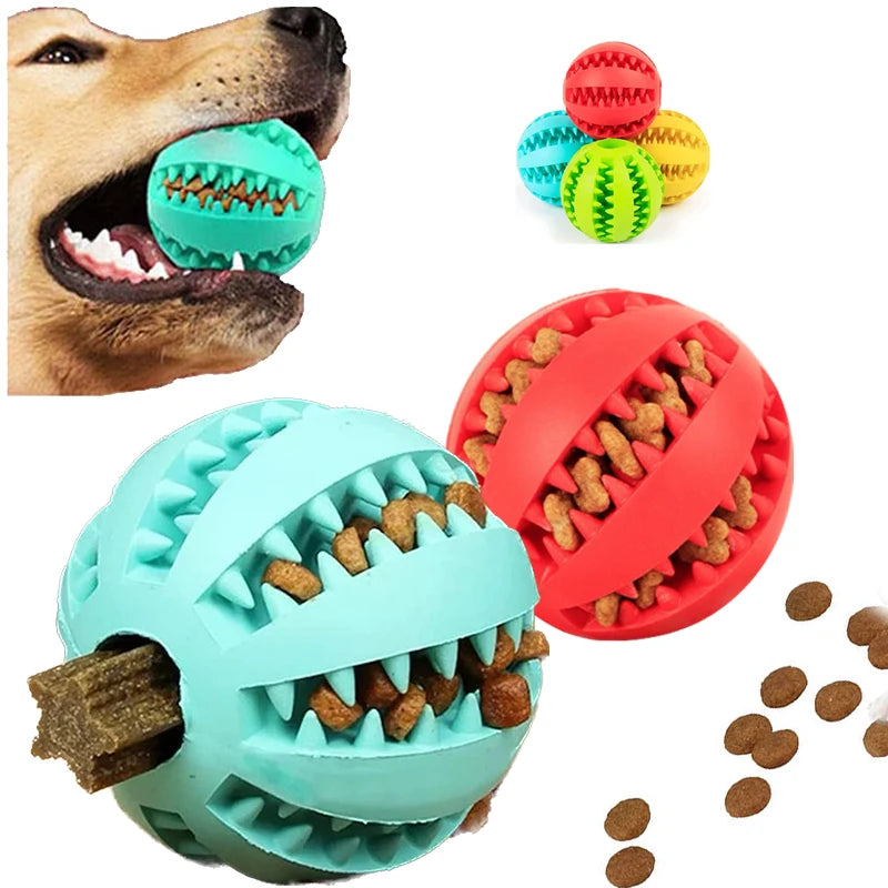 Interaktiver Hundespielzeugball aus Gummi für Zahnpflege und Futteraufnahme