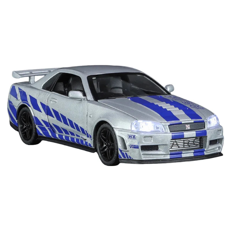 GTR R34 SKYLINE Modellauto đïžâš â 1:32 Klassisches Metallauto fĂŒr Kinder und Sammler