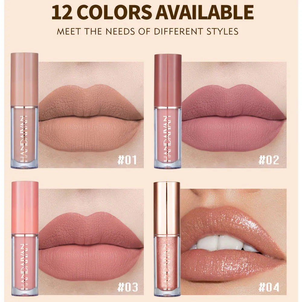 💄 HANDAIYAN 12 Farben Mattes Flüssiges Lippenstift-Set