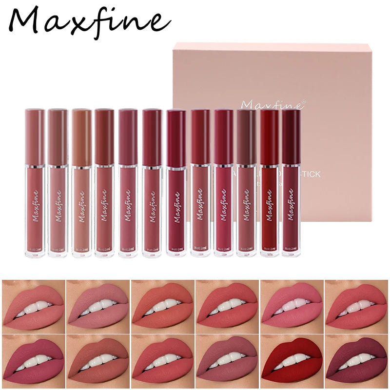 💄 MAXFINE 6-farbiger Flüssiger Lipgloss – Wasserfest und langanhaltend