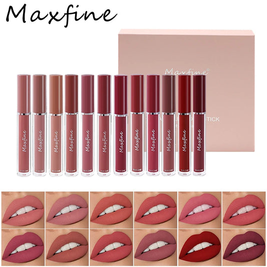 💄 MAXFINE 6-farbiger Flüssiger Lipgloss – Wasserfest und langanhaltend