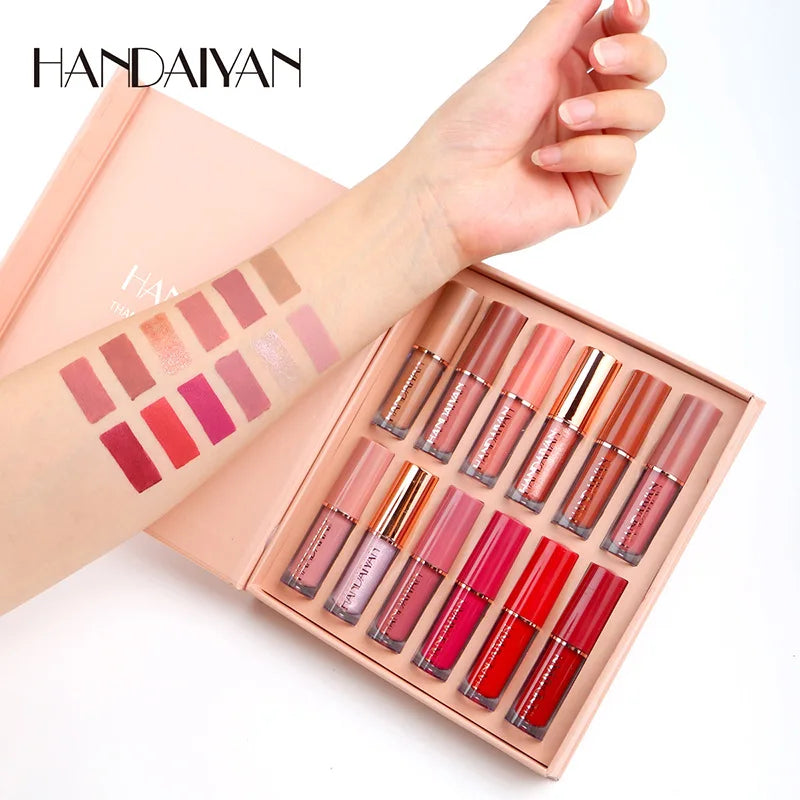 💄 HANDAIYAN 12 Farben Mattes Flüssiges Lippenstift-Set