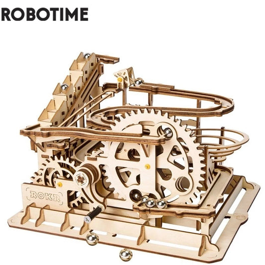 Robotime Rokr 4-in-1 Kugelbahn "Wasserrad" – DIY Holzmodell-Bausatz für Kinder und Erwachsene