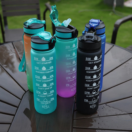 1000ml Trinkflasche mit Zeitskala – Sport, Outdoor und Fitness – BPA-frei
