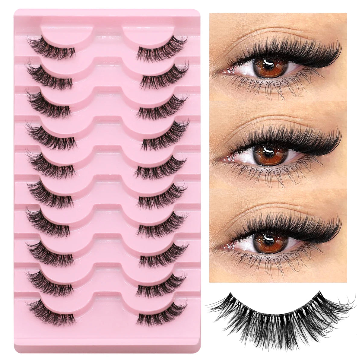 GROINNEYA Halbe Falsche Wimpern – Natürlicher Look für strahlende Augen