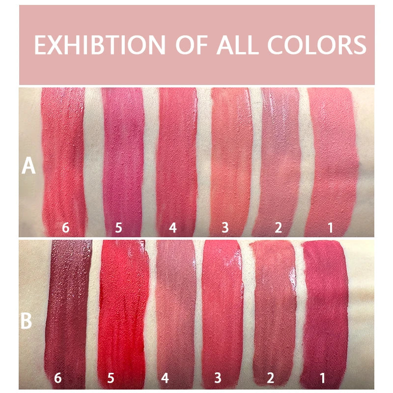 💄 MAXFINE 6-farbiger Flüssiger Lipgloss – Wasserfest und langanhaltend