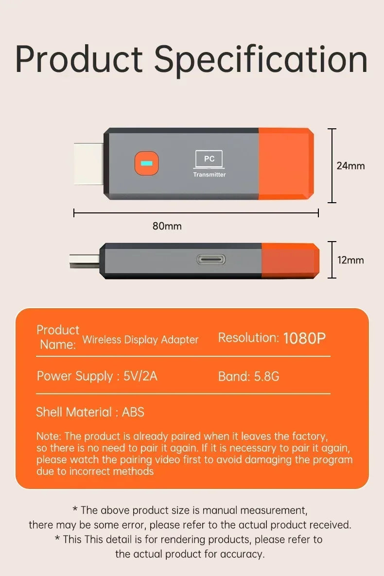 Kabelloses HDMI Video Transmitter- und Receiver-Extender-Set für TV, Projektor und Monitor