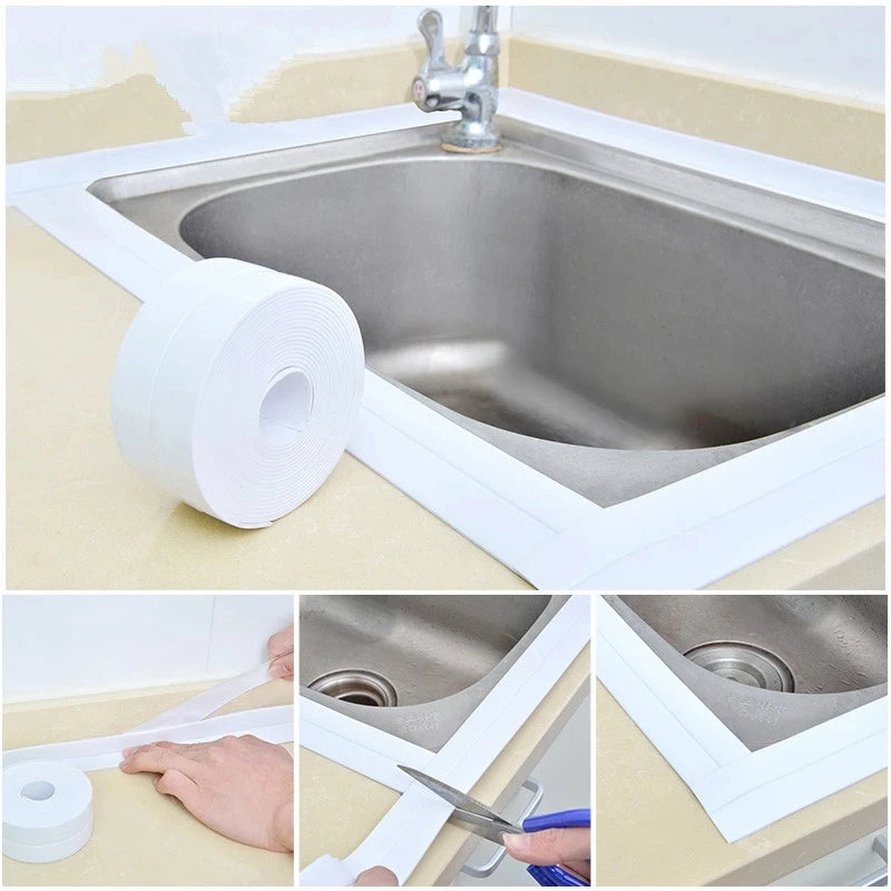 Selbstklebendes PVC-Dichtungsband für Badezimmer und Küche – Wasserdichter Wandaufkleber für Waschbecken, Dusche und Fliesen