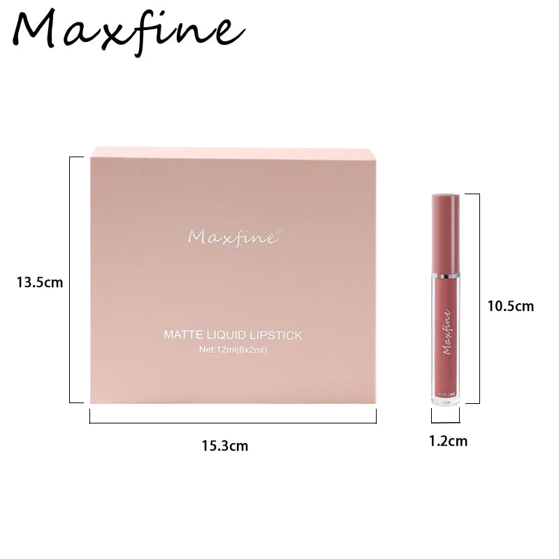 💄 MAXFINE 6-farbiger Flüssiger Lipgloss – Wasserfest und langanhaltend