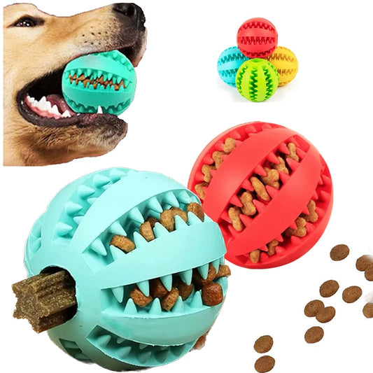 Interaktiver Hundespielzeugball aus Gummi für Zahnpflege und Futteraufnahme