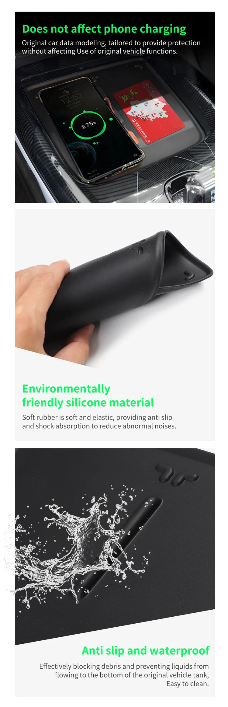 Anti-Rutsch-Pad für BYD Seal EV – Silikon Handyablage (Nur Pad)