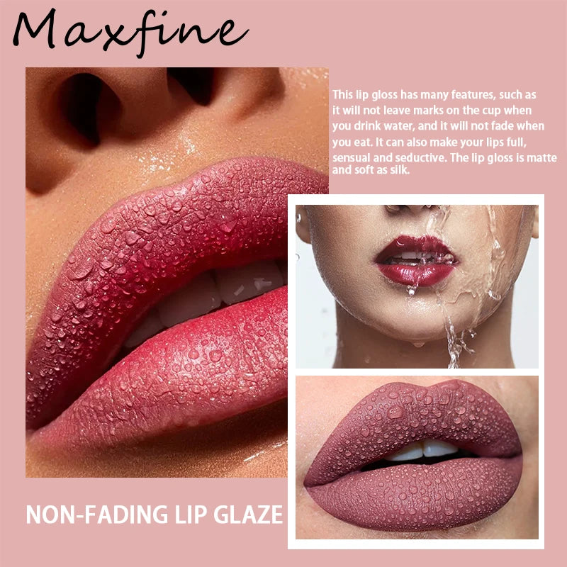 💄 MAXFINE 6-farbiger Flüssiger Lipgloss – Wasserfest und langanhaltend