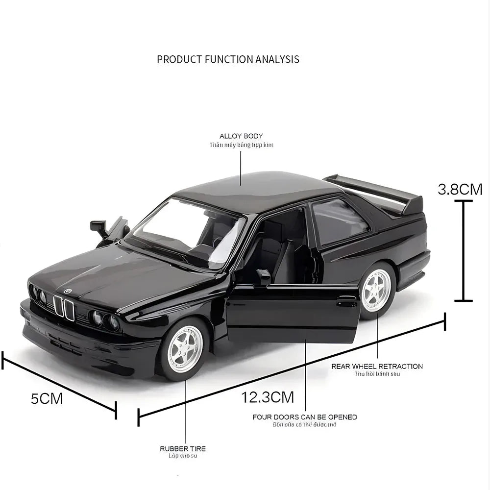 BMW M3 1987 Modellauto 🚗✨ – 1:36 Klassisches Metallspielzeug mit Rückziehfunktion