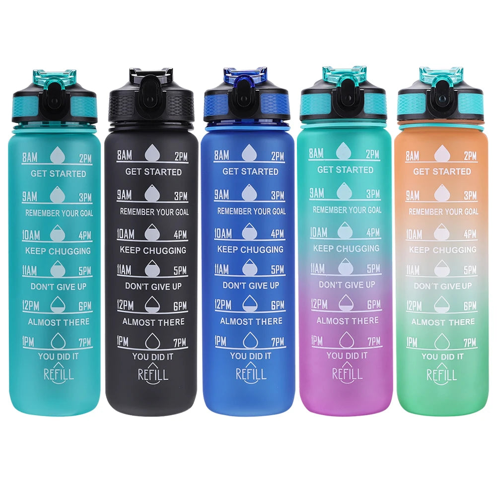 1000ml Trinkflasche mit Zeitskala – Sport, Outdoor und Fitness – BPA-frei